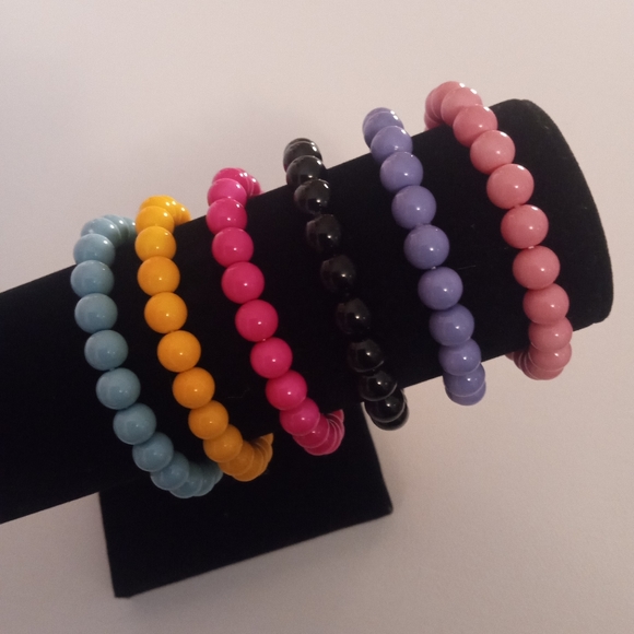 8mm Beaded Bracelet Set of 10 - Picture 3 of 4
